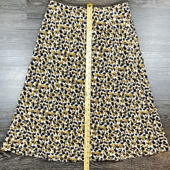 Talbots Vintage Skirt Leopard Print Black Brown Silk Linen Blend Sz 8 Mobwife - Picture 7 of 14